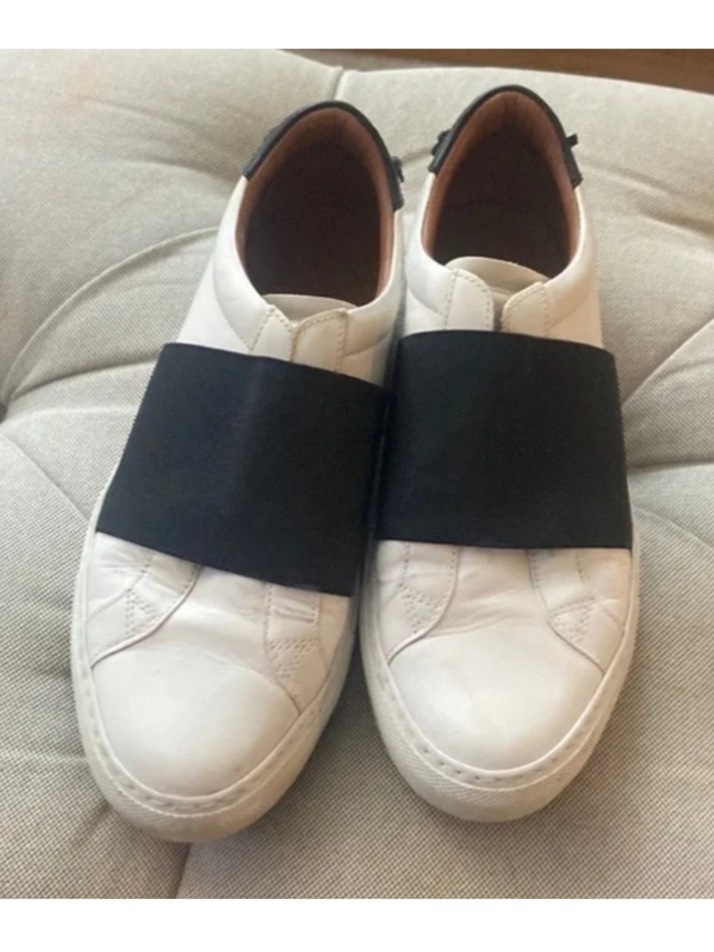 Givenchy White Slip-On Sneakers with Black Strap